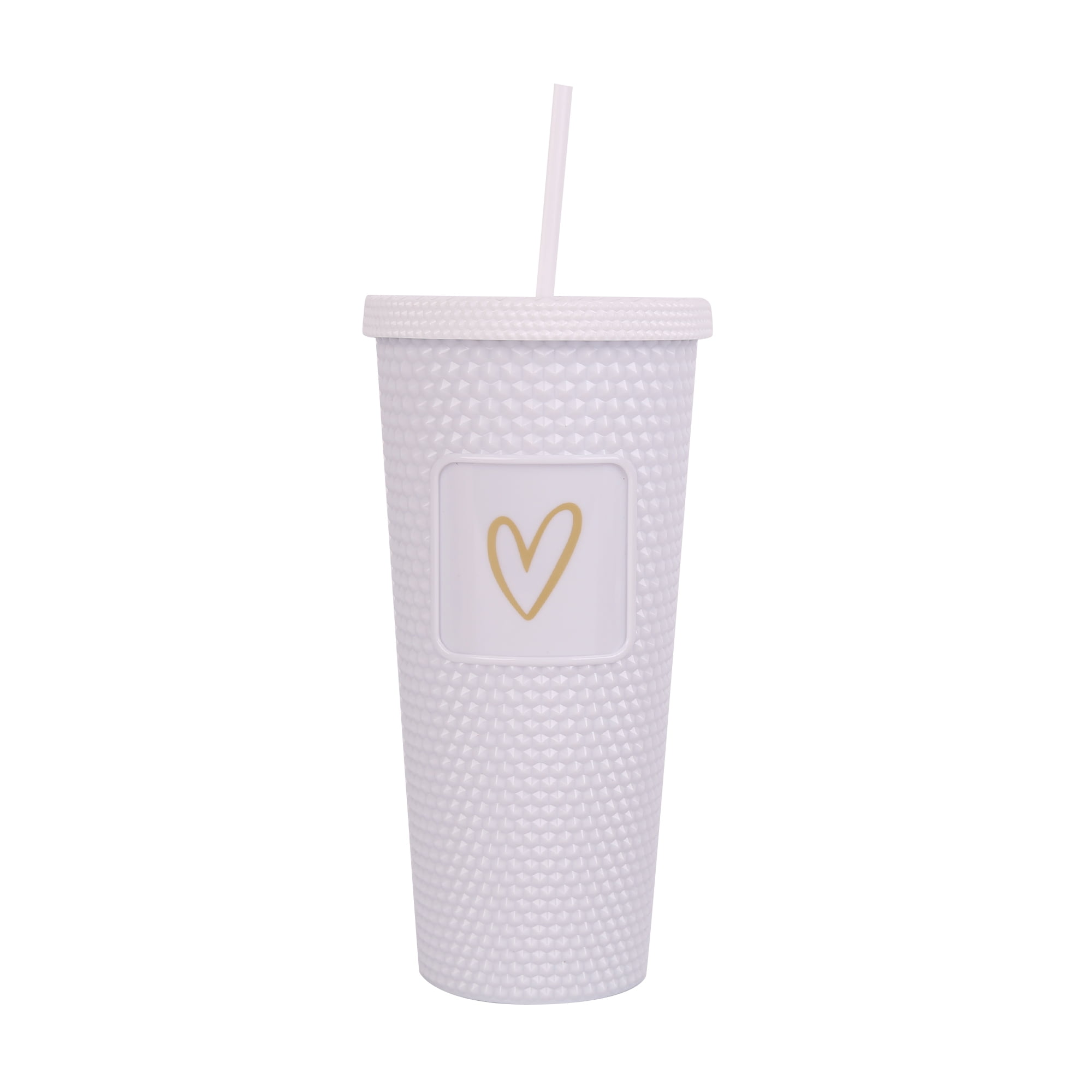 Starbucks Valentines Day Pink Heart Cold Cup 16 oz Tumbler Pink Lid Straw  New