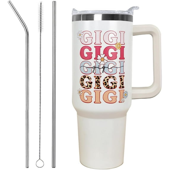 Mother''s Day Gift for Grandma - Gigi 40oz Vacuum Insulated Tumbler with Handle, Straw & Leakproof Lid - Travel Coffee Mug