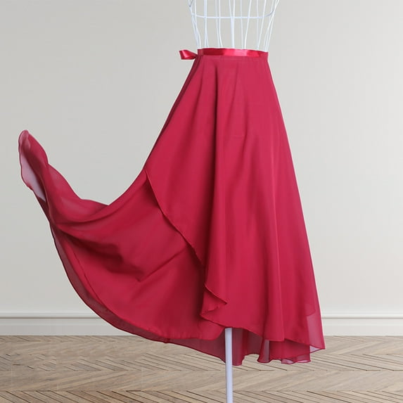 Mother's Day Gifts 50% off Women Wrap Skirt Ladies Long Skirts Chiffon Dance Sheer Skirt Summer Beach High Waisted Skirts Wine