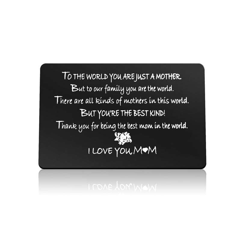 Mother Gift from Daughter Son Engraved Wallet Card for Mom