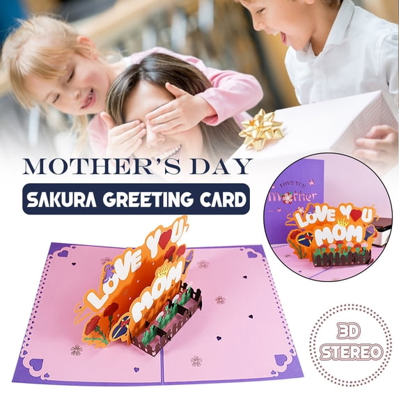 Mother's Day Gifts Flowers 3D Floral Basket Card Blue Base Multicolor Paper Blooms Butterfly Accent Greeting Card for Holiday Party