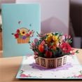 thumbnail image 1 of Mother's Day Gifts Flowers​ 3D Floral Basket Card Blue Base Multicolor Paper Blooms Butterfly Accent Greeting Card for Holiday Party, 1 of 6