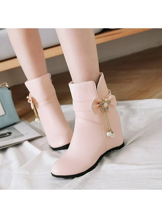 Pink wedge booties hot sale
