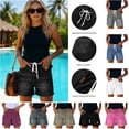 thumbnail image 1 of QATAINLAV Jean Shorts Womens Stretchy High Waisted Ripped Denim Shorts with Pockets Casual Distressed Cut Off Shorts Streetwear Khaki XS, 1 of 10