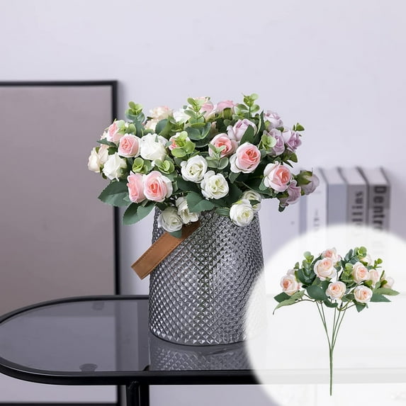 Mother's Day Gifts! Suncoda Fake Flowers, Single Branch Artificial Fake Roses Flower (Includes 11 Small Roses) Rose Bouquets with Long Stems for Wedding Party Home Decor Mothers Day Gifts