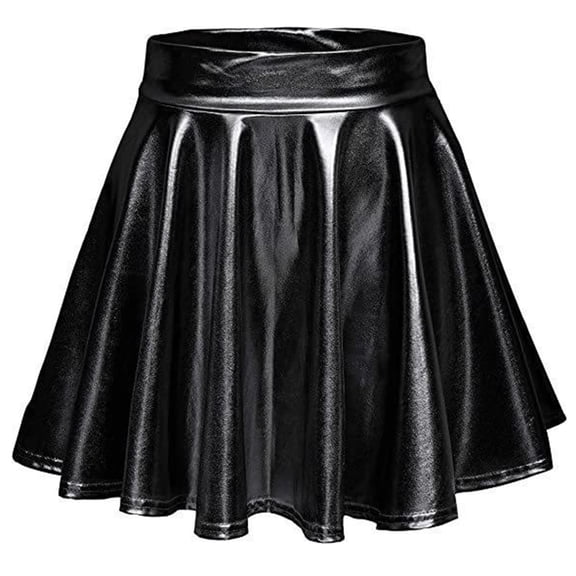 SBYOJLPB Women's Skirts Women's Nightclub Skirt Performance Pleated Metal Folding Mini Skirt Black 8(L)