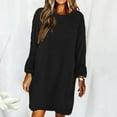 thumbnail image 1 of Mother's Day Gifts and Winter Women Casaul Solid Long Sleeve Loose Hairy Sweater Pullover Dress Black 12(XXL), 1 of 5