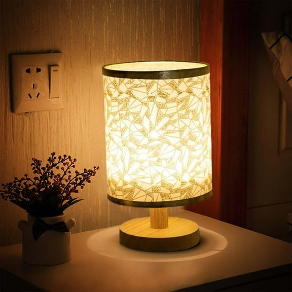 Mother's Day Gifts for Mom from Daughter Son | Khaki Fabric Shade Table Lamp | Wooden Base Bedside Desk Lamp | USB Powered Night Light for Women