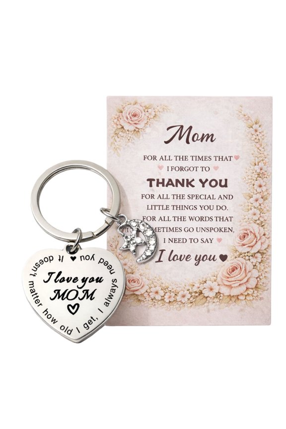 Mother's Day Gifts for Mom from Daughter Son Thank You Mom Keychain with Card Keyring Birthday Anniversary Gift