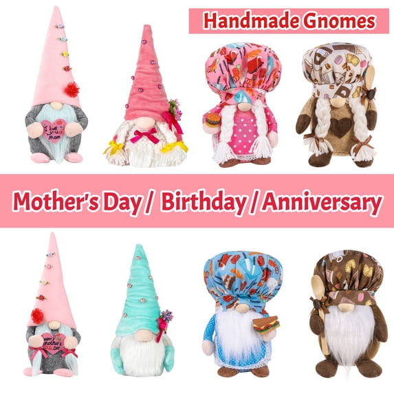 Mother's Day Gnome Decor, DIY Handmade Plush Mothers Day Gnome, Cute Faceless Dwarf Household Ornaments, for Bedroom Garden Mother's Decorations Home Decorations by AKLJWH - #05 Pink