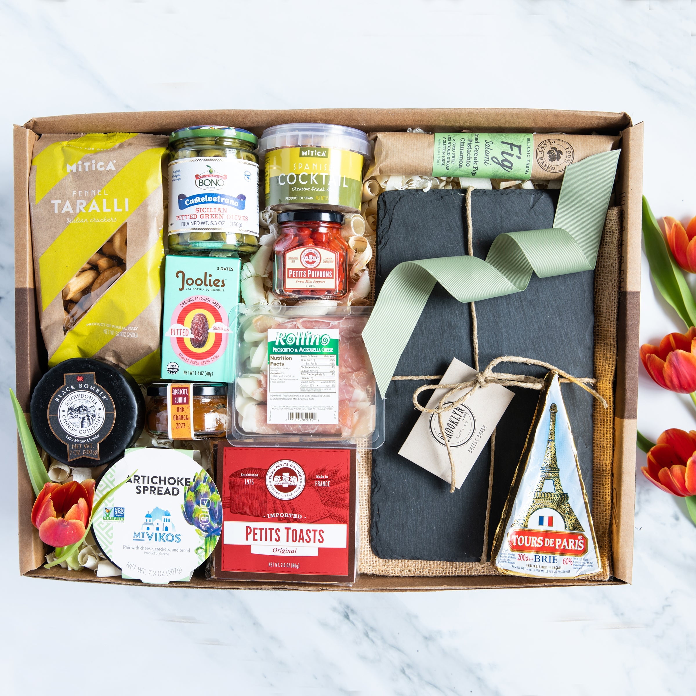 Mother's Day Grazing Board Gift Box - The Best Gift For Mom - This Elegant Selection of Meats, Cheeses, and Accompaniments From The Best Producers of Gourmet Foods Around The World