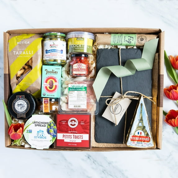 Mother's Day Grazing Board Gift Box - The Best Gift For Mom - This Elegant Selection of Meats, Cheeses, and Accompaniments From The Best Producers of Gourmet Foods Around The World
