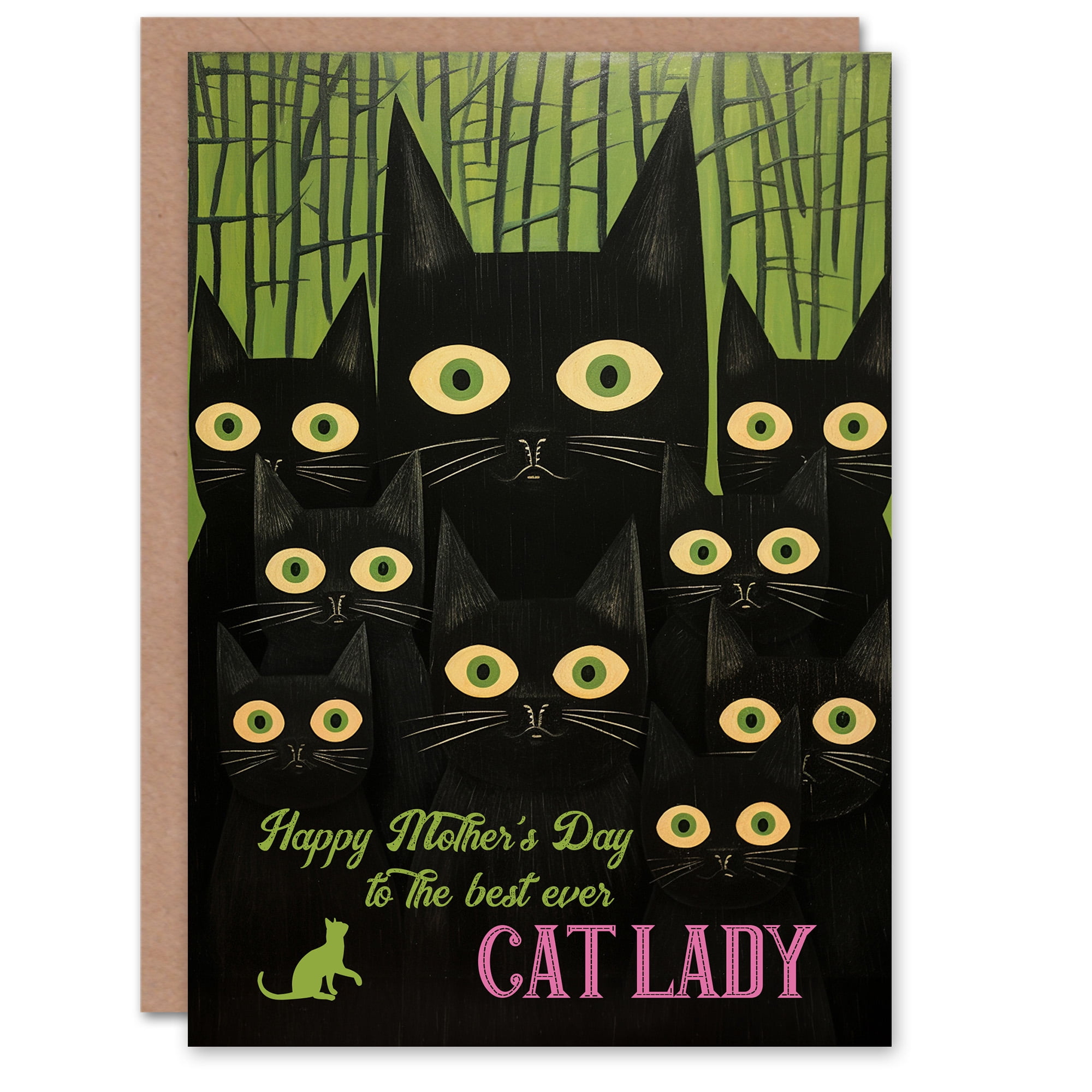 Mother's Day Greeting Card Creepy Fun Best Ever Cat Lady Black Cats For ...