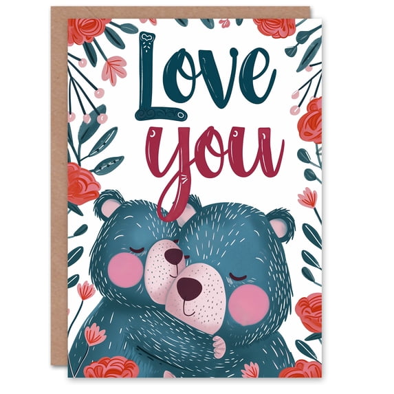 Mother's Day Greeting Card Roses Bear Cub Love You Big Hug For Mum