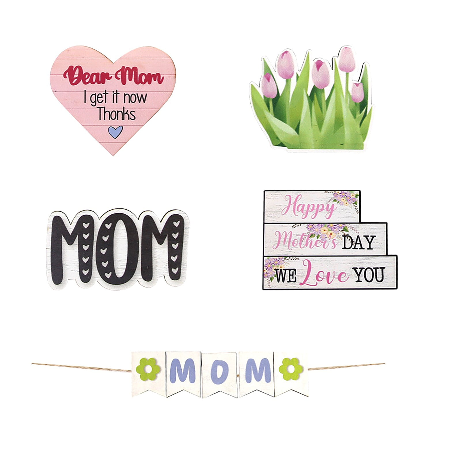 Mother's Day Heart Tiered Tray Decor Wooden Sign Truck Mom Letters