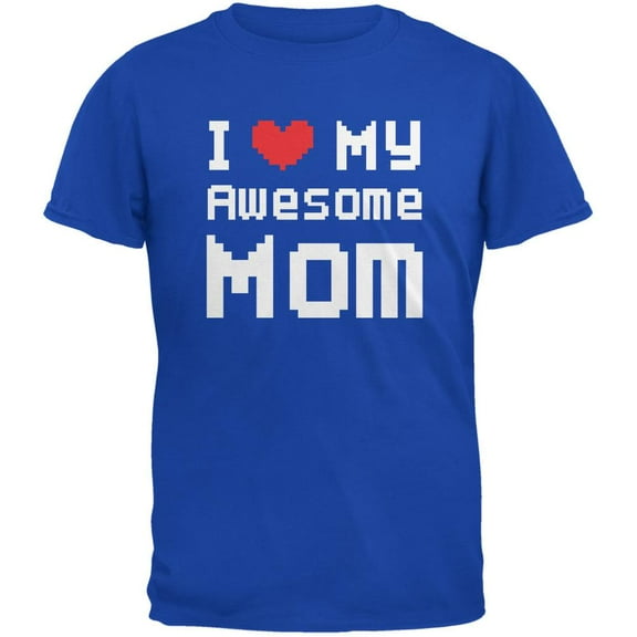 Mother's Day - I Heart My Awesome Mom 8 Bit Pixel Royal Youth T-Shirt - Youth Small