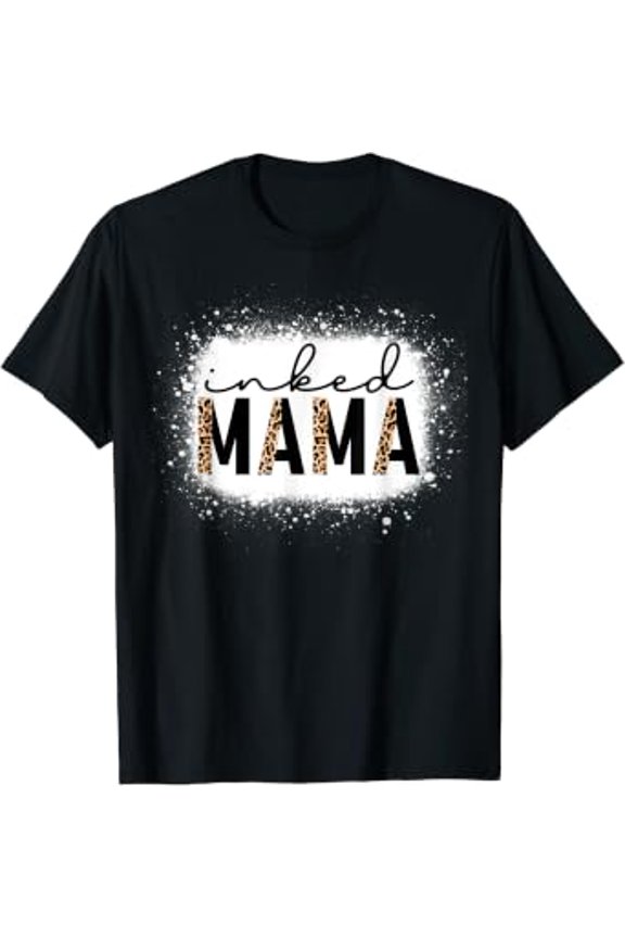 Mother's Day Inked Mama Leopard Tattoo Mom Bleached Gift T-Shirt, Size S-5XL