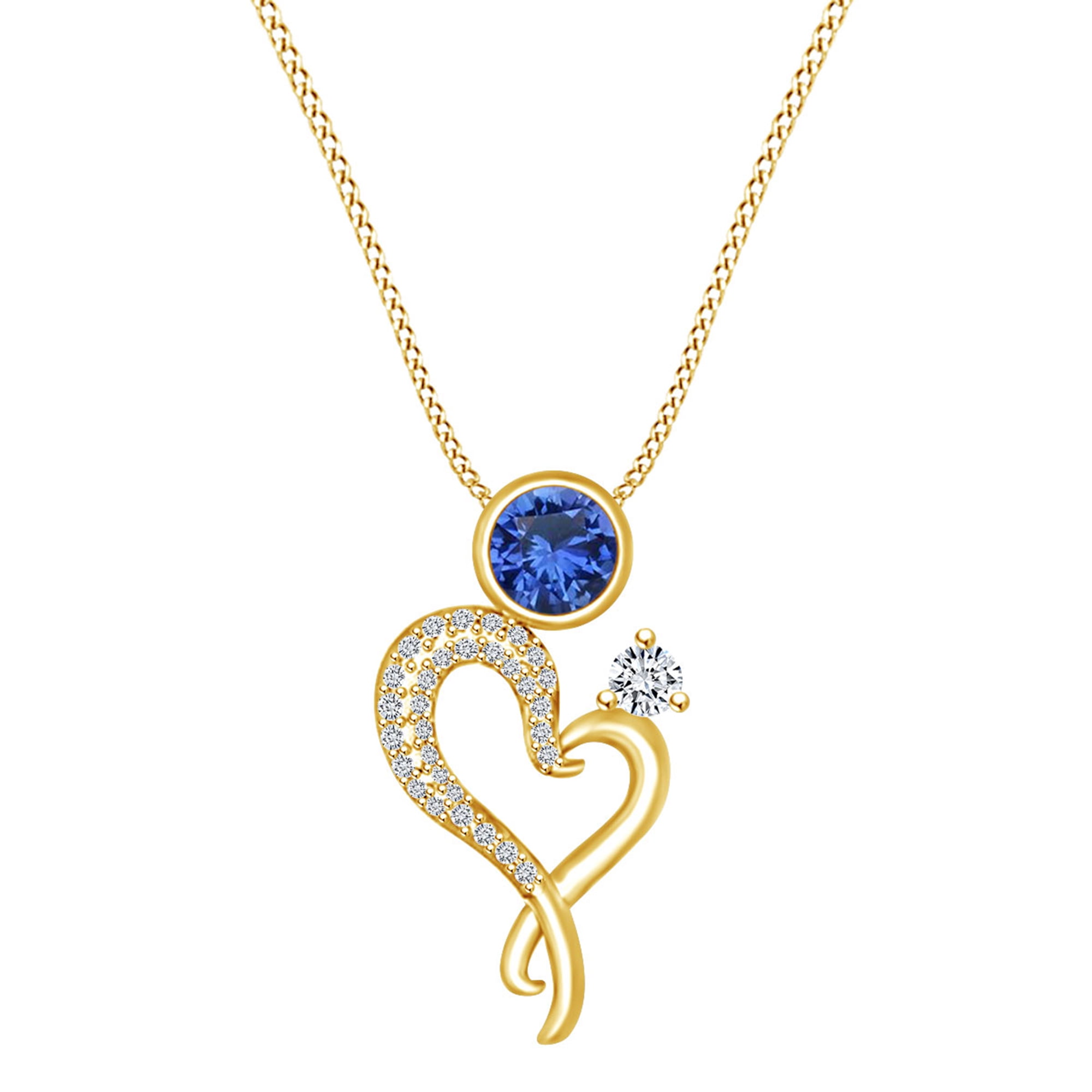 AFFY Mothers Day Jewelry Gifts Emerald Simulated Blue Topaz Wedding Ba : AFFY 1⁄15 Ct Natural Diamonds Mom Heart Pendant