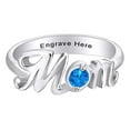 thumbnail image 1 of AFFY Jewelry Gifts Personalized Round Simulated Blue Topaz Mom Promise Band Ring in 14k White Gold Over Sterling Silver Ring Size-6, 1 of 1