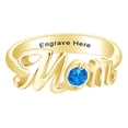 thumbnail image 1 of AFFY Jewelry Gifts Personalized Round Simulated Blue Topaz Mom Promise Band Ring in 14k Yellow Gold Over Sterling Silver Ring Size-7, 1 of 1