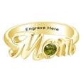 thumbnail image 1 of AFFY Jewelry Gifts Personalized Round Simulated Peridot Mom Promise Band Ring in 14k Yellow Gold Over Sterling Silver Ring Size-7.5, 1 of 1