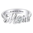 thumbnail image 1 of AFFY Jewelry Gifts Personalized Round White Cubic Zirconia Mom Promise Band Ring in 14k White Gold Over Sterling Silver Ring Size-9.5, 1 of 1
