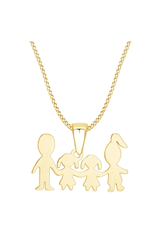 Mother's Day Jewelry Gifts Mom and Dad Love Two Daughter Pendant Necklace In 14k Yellow Gold Over Sterling Silver