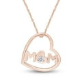 thumbnail image 1 of AFFY Mother's Day Jewelry Gifts Round Cut White Cubic Zirconia Open Heart Mom Pendant Necklace In 14k Rose Gold Over Sterling Silver, 1 of 5
