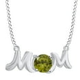 thumbnail image 1 of AFFY Mother's Day Jewelry Gifts Round Shape Simulated Peridot Mom Pendant Necklace In 14k White Gold Over Sterling Silver, 1 of 1