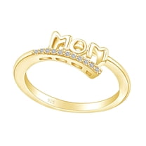 Mother's Day Jewelry Gifts Round Shape White Cubic Zirconia Mom Promise Ring In 14k Yellow Gold Over Sterling Silver Ring Size-9