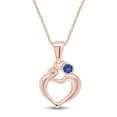 thumbnail image 1 of AFFY Round Simulated Blue Sapphire Mom Love Heart Pendant Necklace 14K Rose Gold over Silver, 1 of 5