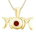 thumbnail image 1 of AFFY Mother's Day Jewelry Gifts Round Simulated Garnet Mom Pendant Necklace In 14k Yellow Gold Over Sterling Silver, 1 of 1