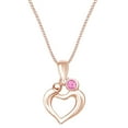 thumbnail image 1 of AFFY Round Simulated Tourmaline Mom Love Heart Pendant Necklace 14K Rose Gold over Silver, 1 of 5