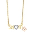 thumbnail image 1 of AFFY Mother's Day Jewelry Gifts Round White Natural Diamond Accent Two Tone Mom With Butterfly Pendant Necklace In 10k Solid Yellow Gold, 1 of 1