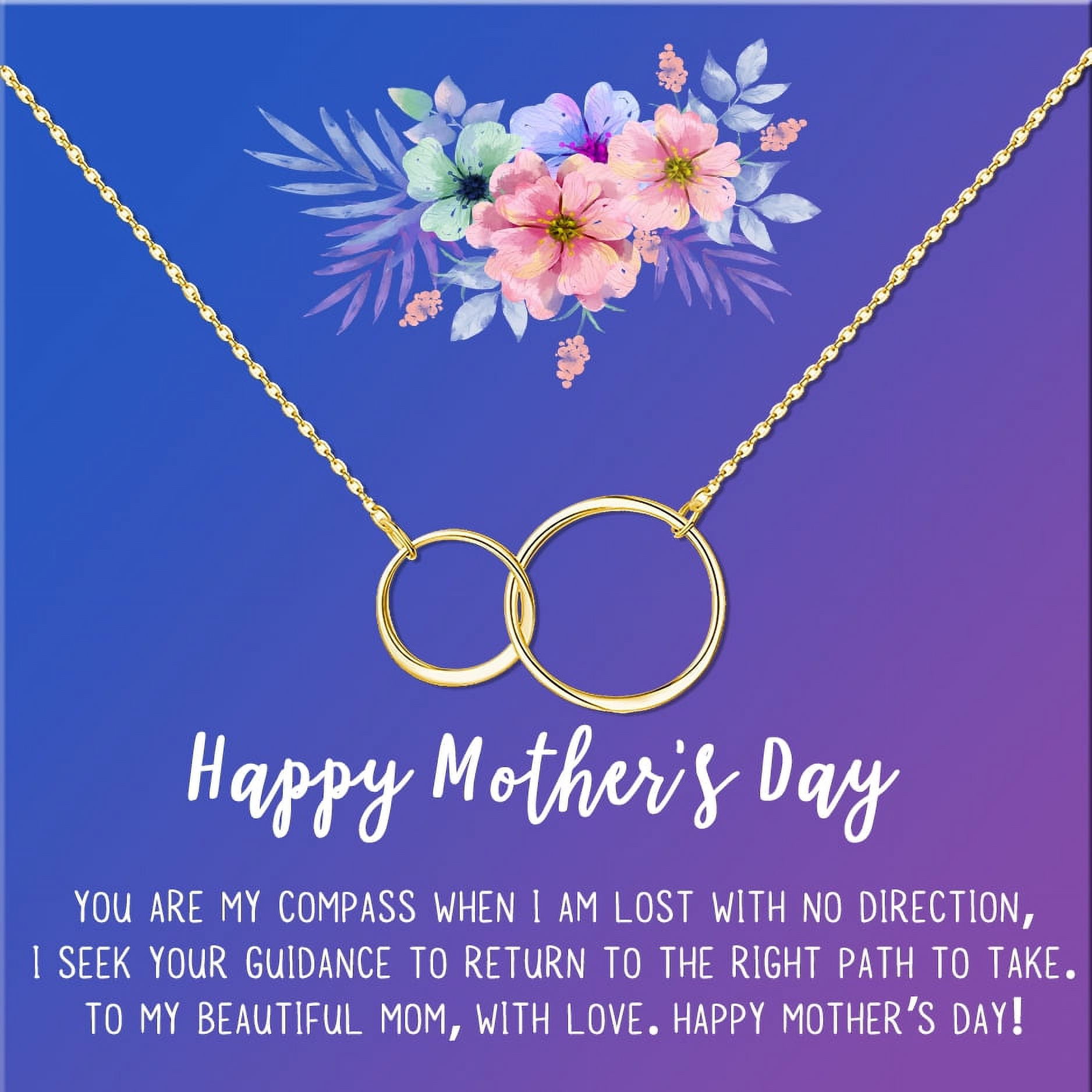 Mother's Day Jewelry For Mom, Mother's Day Necklace, Gift for Mom, Mother's Day Jewelry Gifts, Gift for Her, Mother's Day Necklace, with Gift Box [Gold Infinity, No Personalized Blue-Purple Card]