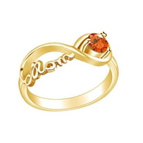 AFFY Mother's Day Jewelry Round Shpe Simulated Citrine Mom Infinity Ring 14k Yellow Gold Over Sterling Silver
