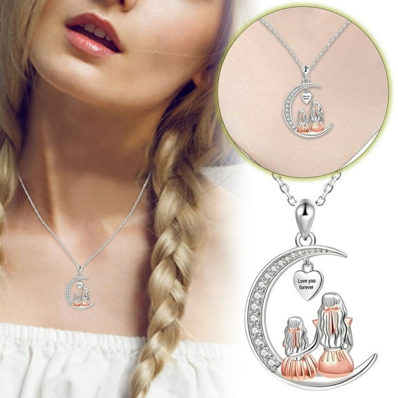 Mother's Day Jewelry for Women, Personalized Mothers Day Gifts for Mom Necklace Moon Necklace for Mother from Daughter Custom Gifts for Women