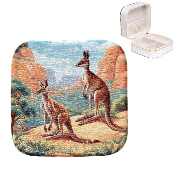 Mother's Day Kangaroo Compact Jewelry Box with Imitation Metal Nylon Zipper and Small Grid
