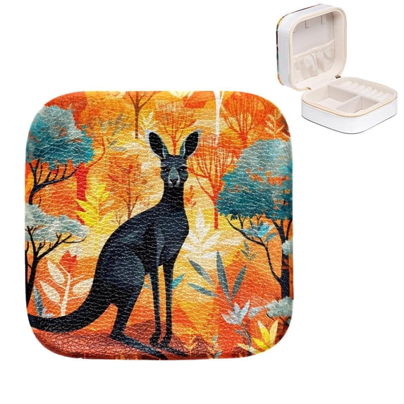 Mother's Day Kangaroo Portable Jewelry Box Organizer for Rings, Earrings & Bracelets with Imitation Metal Zipper