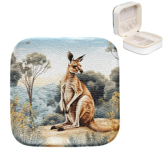 Mother's Day Kangaroo Portable Jewelry Box with Customizable Grids for Rings, Earrings, Bracelets - Travel Organizer