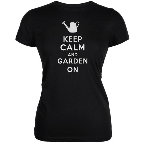 Mother's Day - Keep Calm & Garden On Black Juniors Soft T-Shirt - Medium
