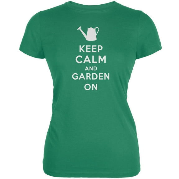 Mother's Day - Keep Calm & Garden On Kelly Green Juniors Soft T-Shirt - 2X-Large