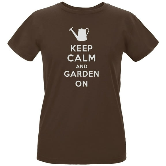 Mother's Day - Keep Calm & Garden On Women's Organic Chocolate T-Shirt - Medium