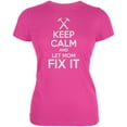 thumbnail image 1 of Mother's Day Keep Calm Let Mom Fix It Juniors Soft T Shirt Hot Pink LG, 1 of 1