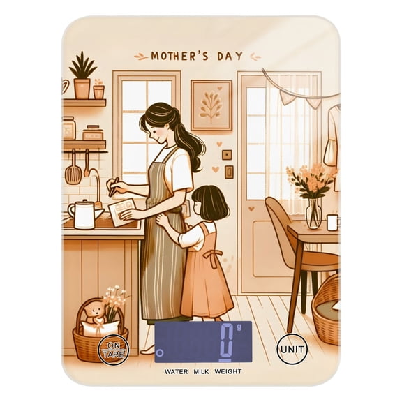 Mother's Day Kitchen Food Scale Digital Kitchen Scale Waterproof Tempered Glass Tare Function 11 lb for Baking Cooking Meal Prep