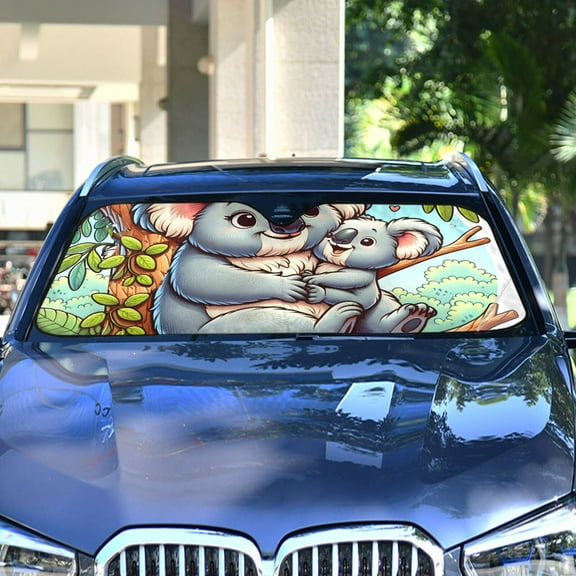 Mother's Day Koala Leaves Automotive Front Car Windshield Sun Shade Reflector Foldable for Front Fit for Cars Truck SUVs