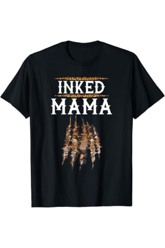 Mother's Day Leopard Print Gift Inked Mama Tattoo T-Shirt, Size S-5XL
