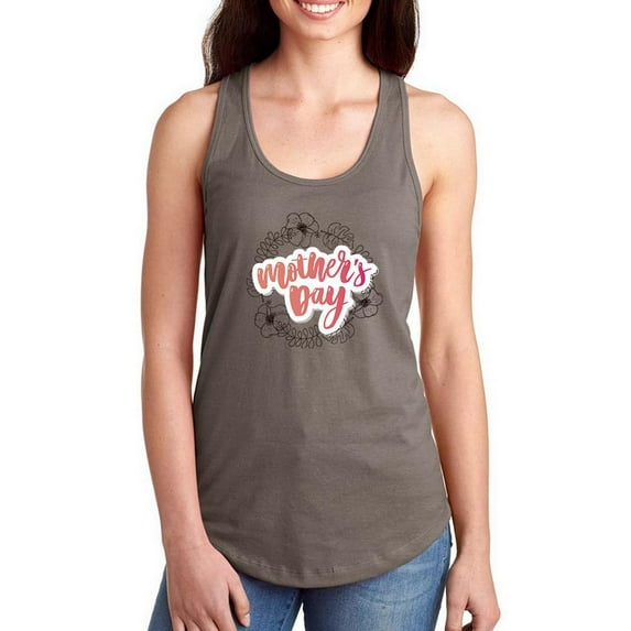 Mother's Day Lineart Nature Racerback Tank Women -Image by Shutterstock, Female Medium