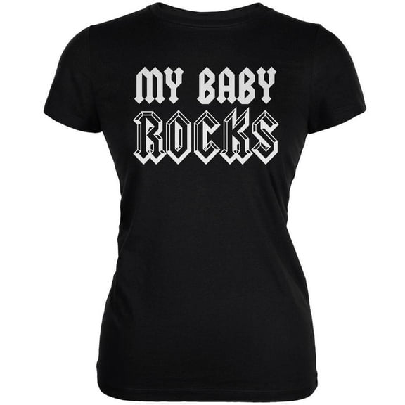 Mother's Day - My Baby Rocks Black Juniors Soft T-Shirt - 2X-Large