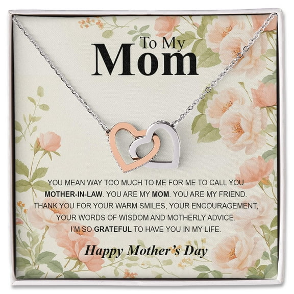 Mother’s Day Necklace for Mother-in-Law, Heart Pendant Gift with Message Card, Gift for Bonus Mom, Second Mom, Stepmom or Like a Mother, Sentimental Jewelry for Women, Appreciation Gift for Her